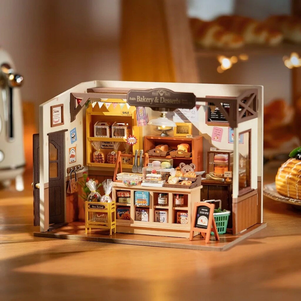 RoboTime 3D dřevěná skládačka Miniatura domečku Pekárna