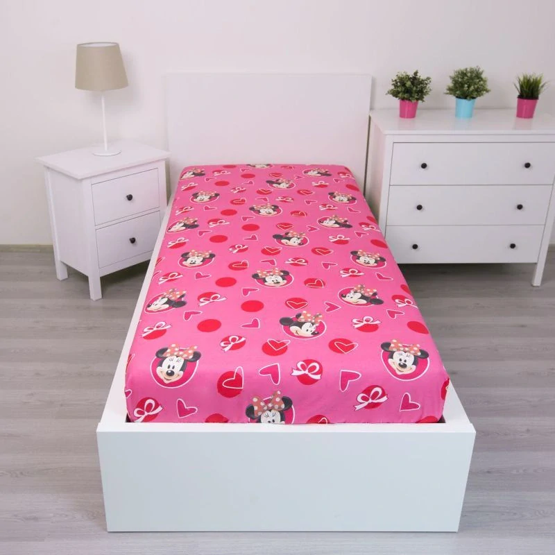 JERRY FABRICS Prostěradlo Minnie hearts 02 Bavlna, 90/200 cm