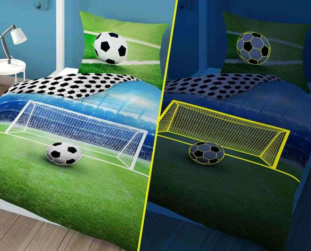 DETEXPOL Povlečení Fotbal aréna svítící Bavlna, 140/200, 70/80 cm