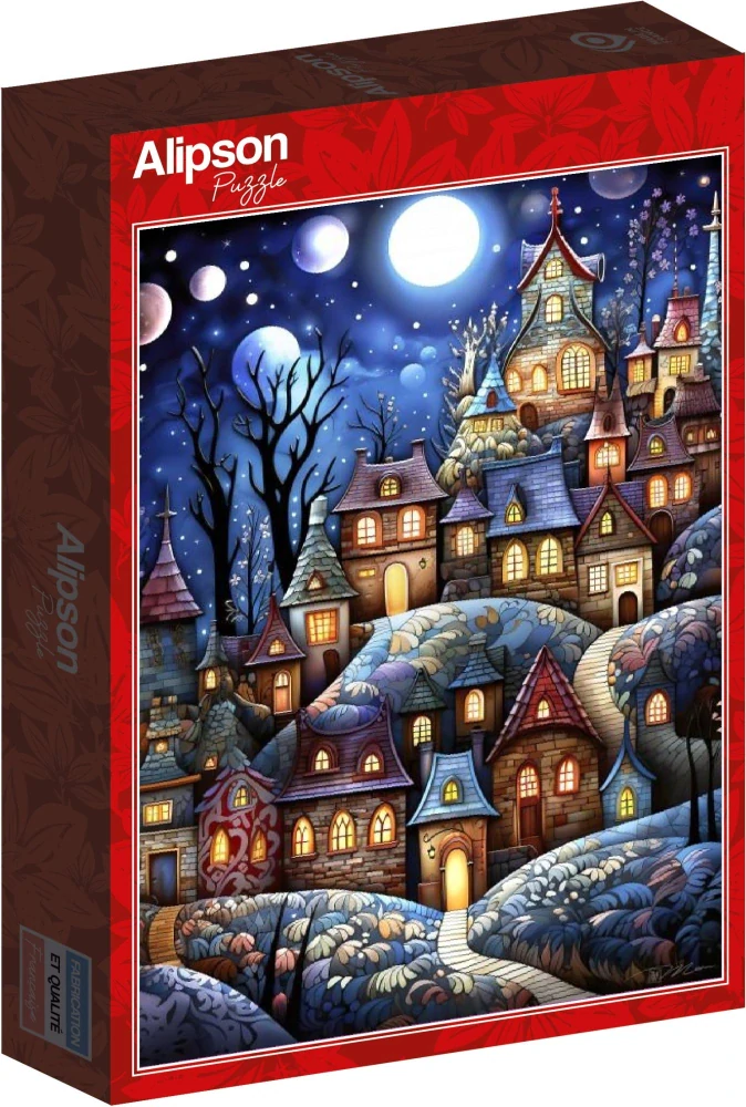 ALIPSON Puzzle Vesnička při úplňku 1000 dílků