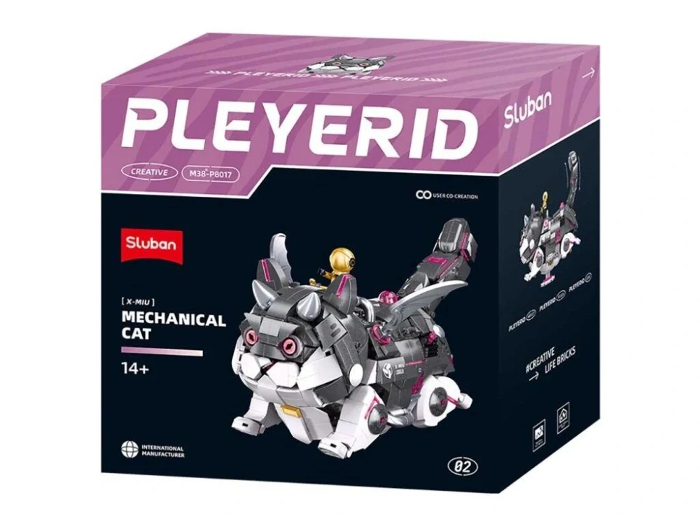 Sluban Pleyerid M38-P8017 Mechanická kočka šedo-bílá