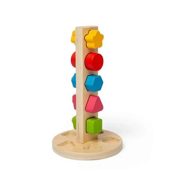 Bigjigs Toys Dřevěná věž s maticemi a šrouby
