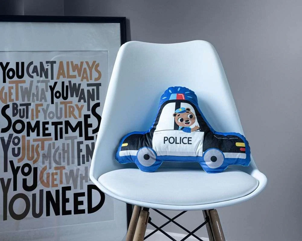 DETEXPOL Tvarovaný mikroplyšový polštářek Policie Polyester, 38x22 cm