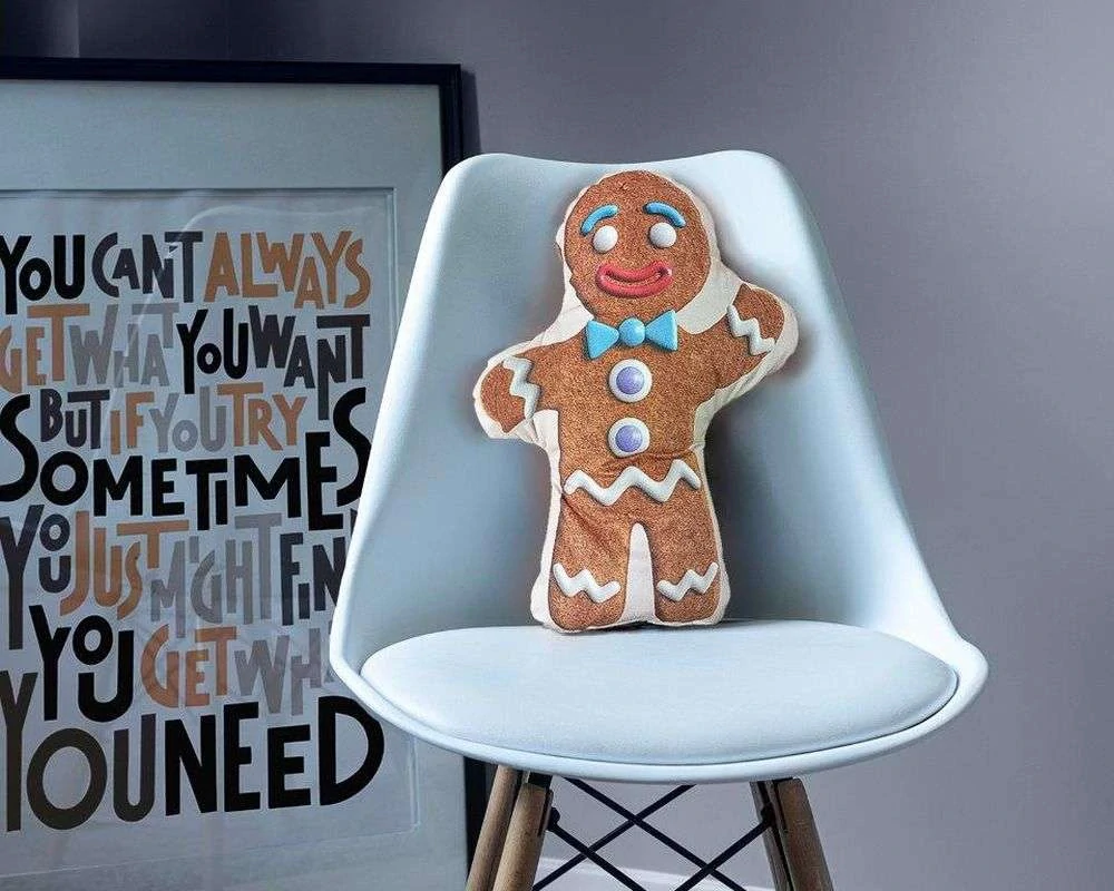 DETEXPOL Tvarovaný mikroplyšový polštářek Perníček Polyester, 36x23 cm