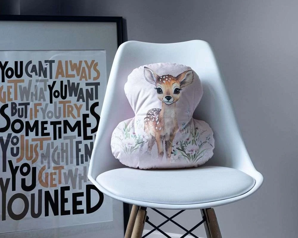 DETEXPOL Tvarovaný mikroplyšový polštářek Srneček Polyester, 33x26 cm