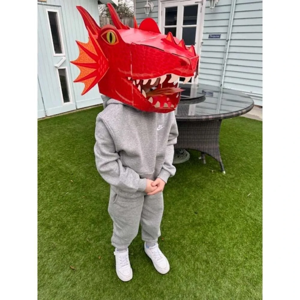 Fiesta Crafts Kreativní sada 3D maska Červený drak