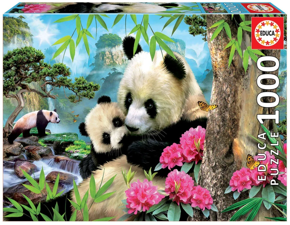 EDUCA Puzzle Panda s mládětem 1000 dílků