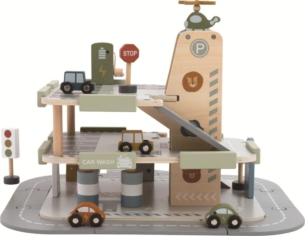 2Kids Toys Dřevěná garáž s cestou