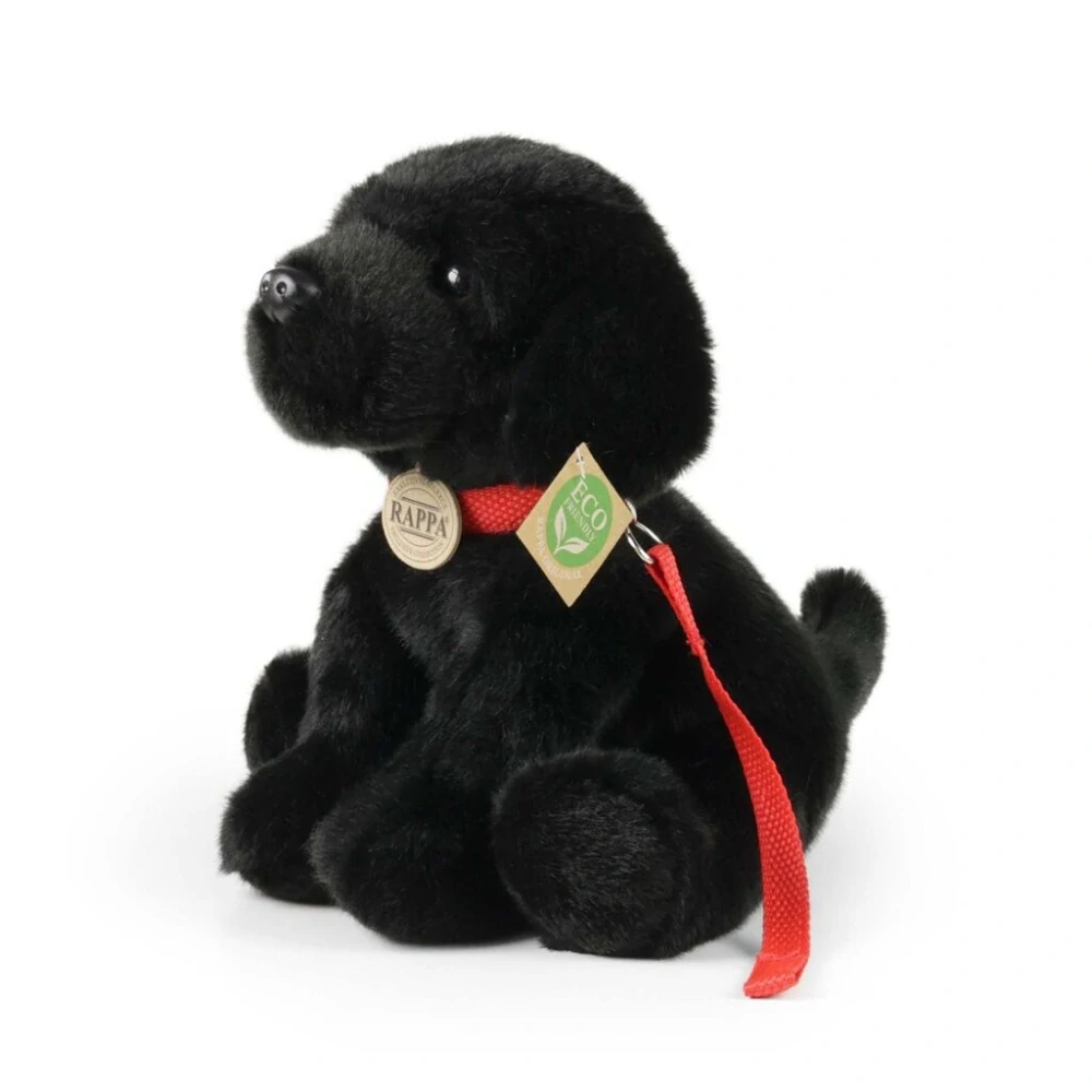Rappa Plyšový pes labrador černý s vodítkem 28 cm ECO-FRIENDLY