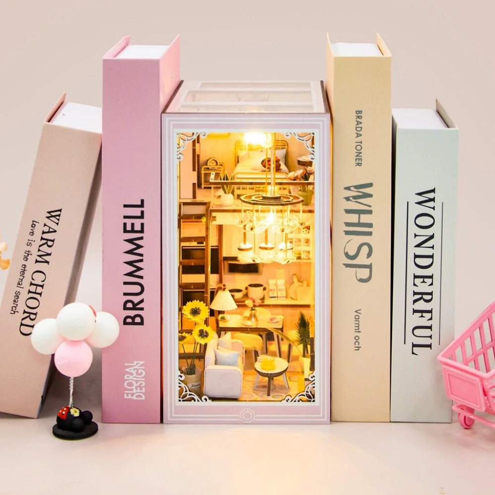 2Kids Toys 3D skládačka Zarážka na knihy Miniatura domečku Růžový mezonet