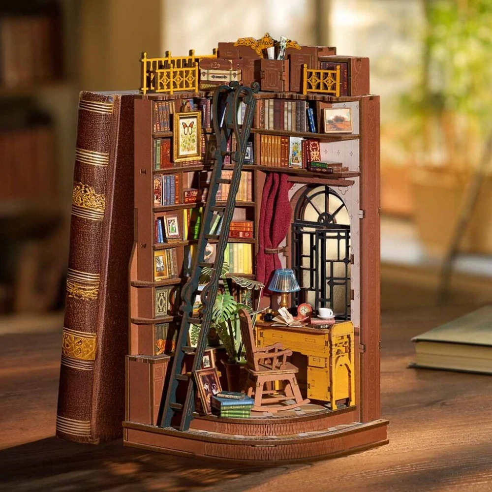 RoboTime 3D skládačka Zarážka na knihy Miniatura domečku Tichý studijní koutek