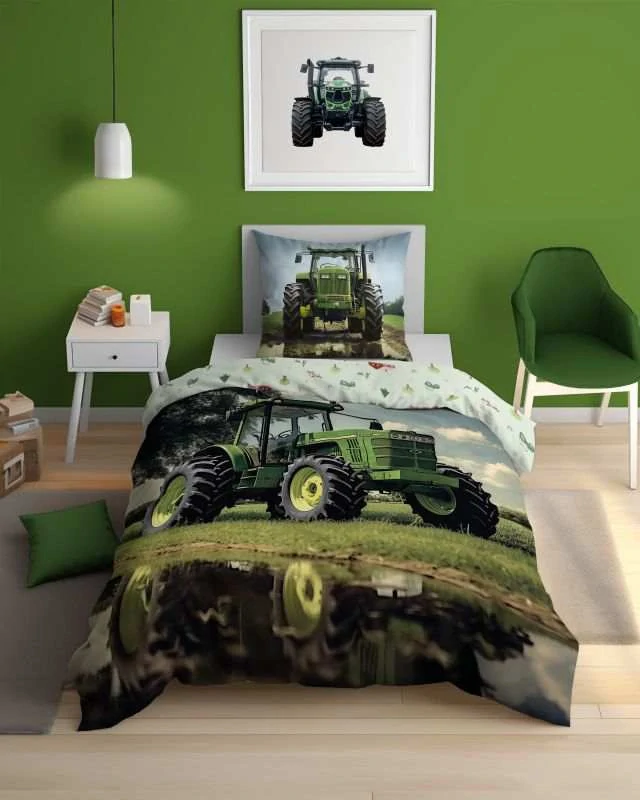 DETEXPOL Povlečení Traktor svítící Bavlna, 140/200, 70/80 cm