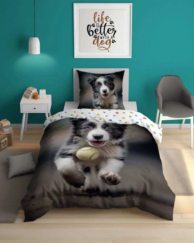 DETEXPOL Povlečení Štěně v běhu svítící Bavlna, 140/200, 70/80 cm
