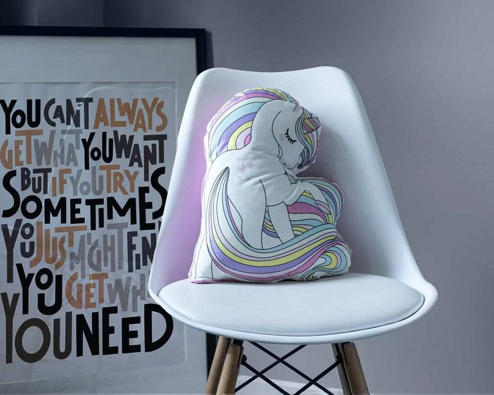 DETEXPOL Tvarovaný mikroplyšový polštářek Jednorožec srdíčka Polyester, 39x30 cm