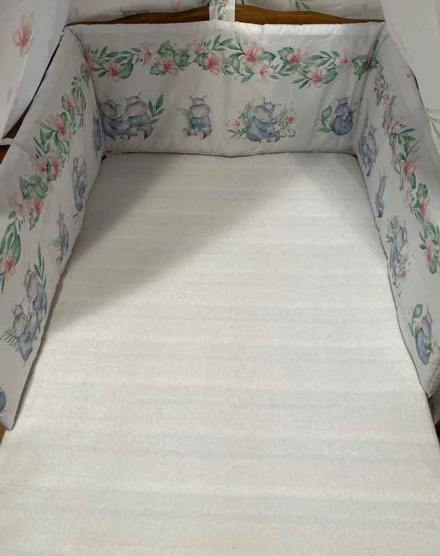 SDS Mantinel do postýlky Hrošíci rodina Bavlna, výplň: Polyester, 195/28 cm