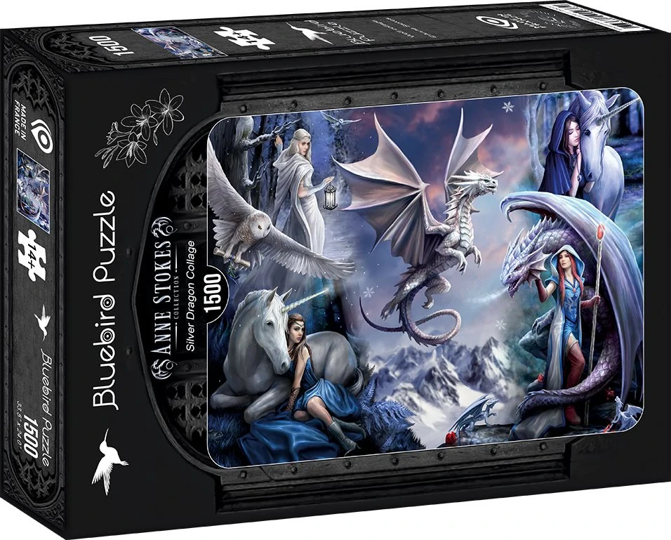 BLUEBIRD Puzzle Kolekce Anne Stokes: Stříbrný drak 1500 dílků