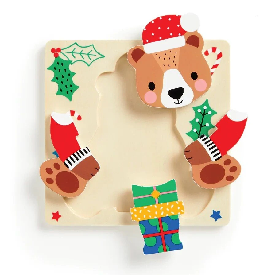 Mudpuppy Dřevěné puzzle sada 4 puzzle Vánoce