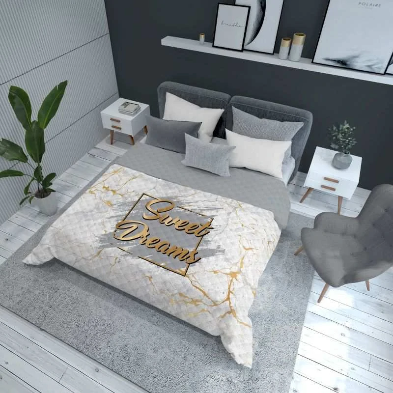 DETEXPOL Přehoz na postel Sweet Dreams mramor white Polyester, 220/240 cm