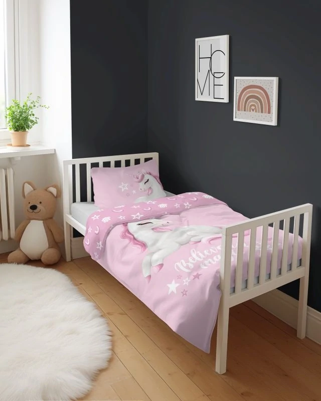 DETEXPOL Povlečení do postýlky Jednorožec růžová  Bavlna, 100/135, 40/60 cm