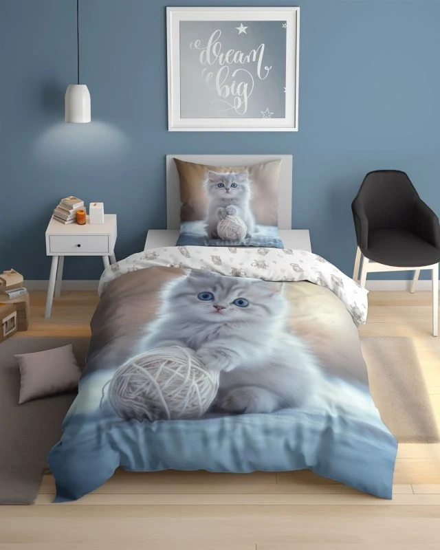 DETEXPOL Povlečení Kotě klubíčko white Bavlna, 140/200, 70/80 cm