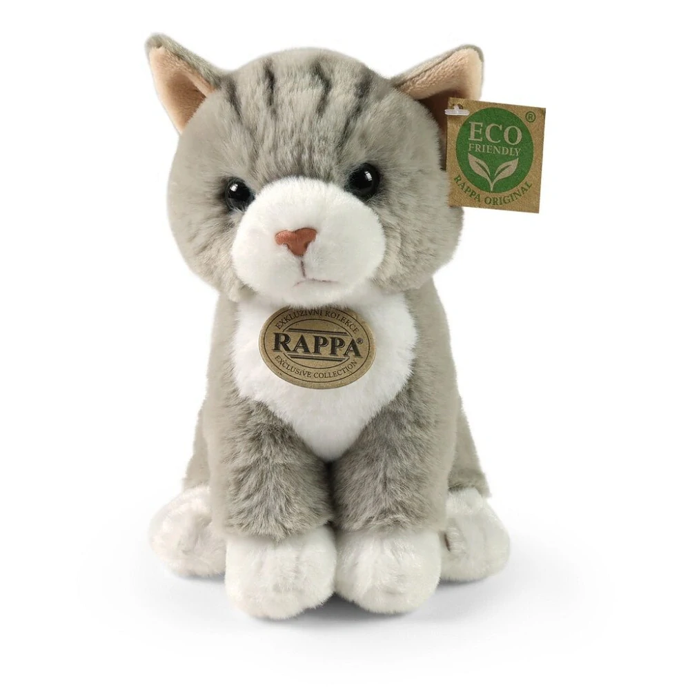 Rappa Plyšová kočka sedící šedá 23 cm SOFT COLLECTION, ECO-FRIENDLY