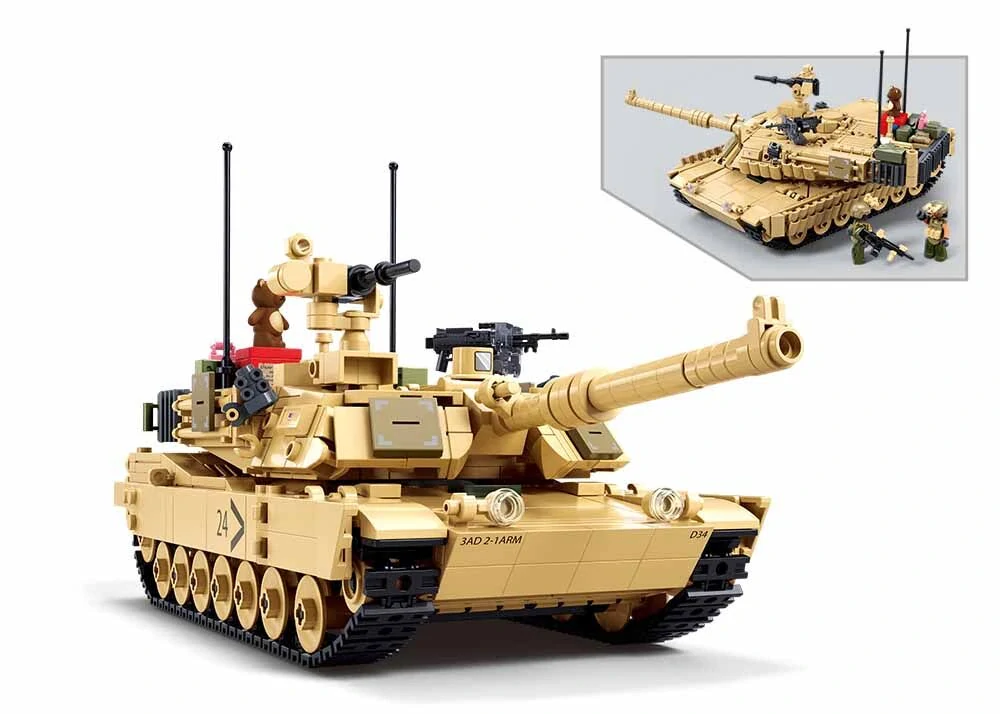 Sluban Model Bricks M38-B1365 Bitevní tank M1A2 Abrams TUSK II 2v1