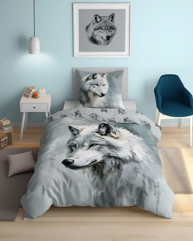 DETEXPOL Povlečení Vlk akvarel  Bavlna, 140/200, 70/80 cm