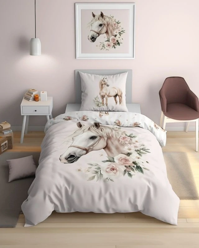 DETEXPOL Povlečení Kůň romantic Bavlna, 140/200, 70/80 cm