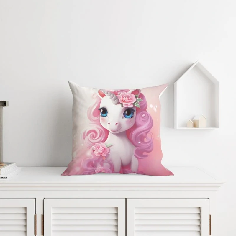 DETEXPOL Povlak na polštářek Jednorožec růže micro Polyester, 40/40 cm