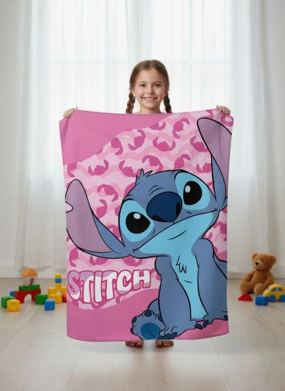 FARO Fleece deka Lilo and Stitch pink Polyester, 100/140 cm