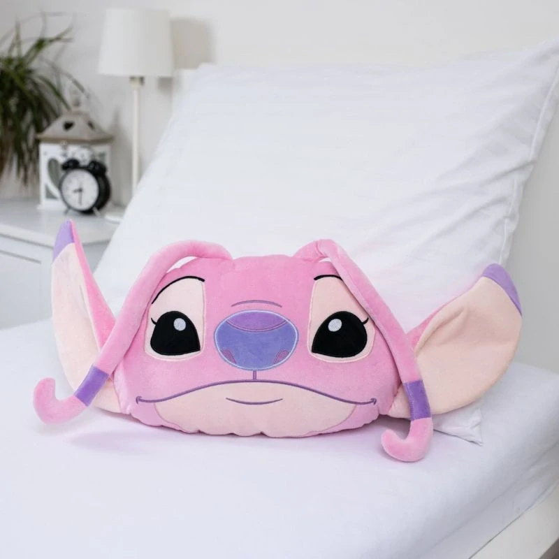 JERRY FABRICS Tvarovaný mikroplyšový polštářek Lilo and Stitch Angel Pink Polyester, 41x31 cm