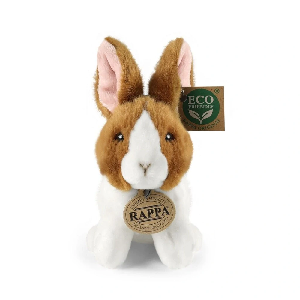 Rappa Plyšový králík bílo-hnědý sedící 16 cm ECO-FRIENDLY