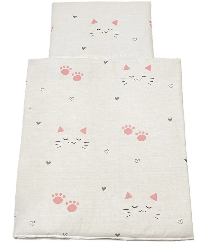 SDS Peřinky do postýlky pro panenky Kočičky bílá Bavlna, výplň: Polyester, 1x 38x44 cm / 28x20 cm