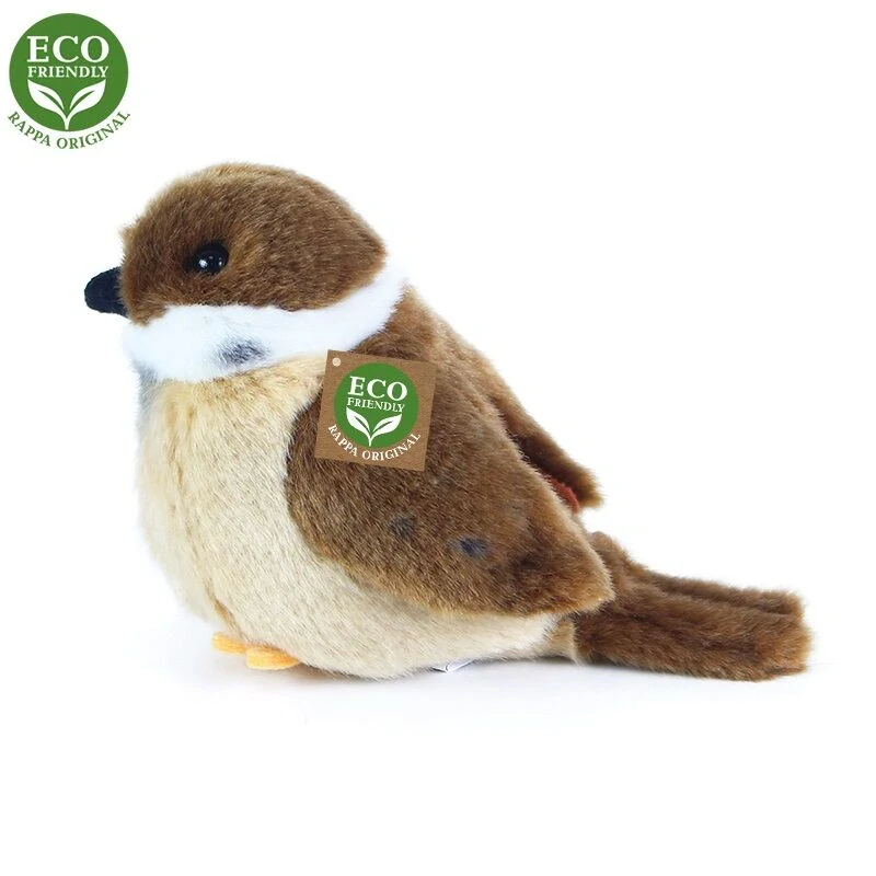Rappa Plyšový pták vrabec stojící 13 cm ECO-FRIENDLY