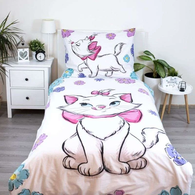 JERRY FABRICS Povlečení Kočička Marie Floral Bavlna, 140/200, 70/90 cm