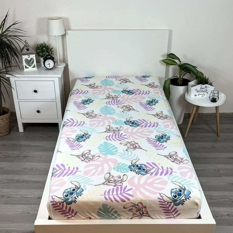 JERRY FABRICS Prostěradlo Lilo and Stitch Leaves Bavlna, 90/200 cm