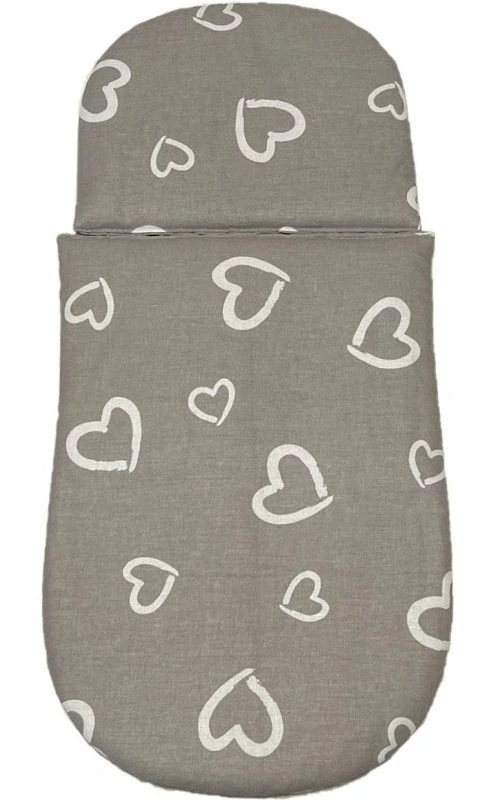 SDS Peřinky do kočárku pro panenky Srdíčka šedá Bavlna, výplň: Polyester, 1x 27x40 cm / 25x20 cm