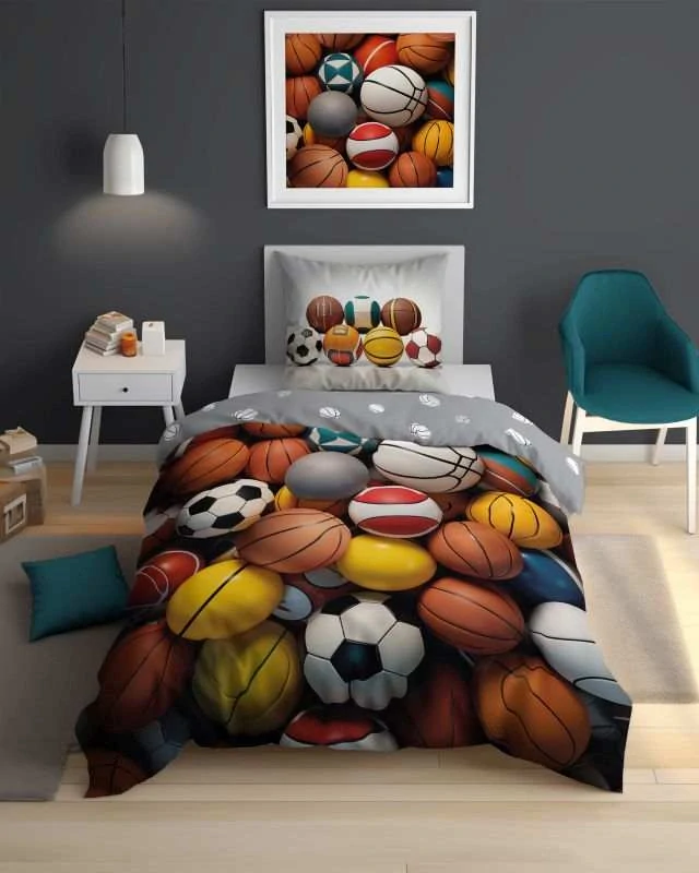 DETEXPOL Povlečení Míče svítící Bavlna, 140/200, 70/80 cm