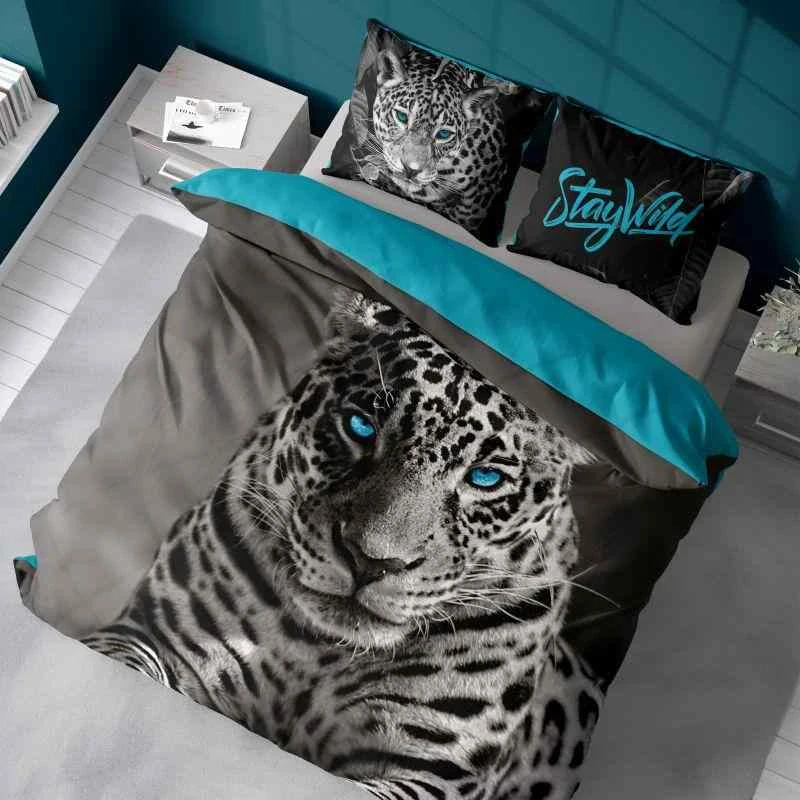 DETEXPOL Francouzské povlečení Leopard  Bavlna, 220/200, 2x70/80 cm