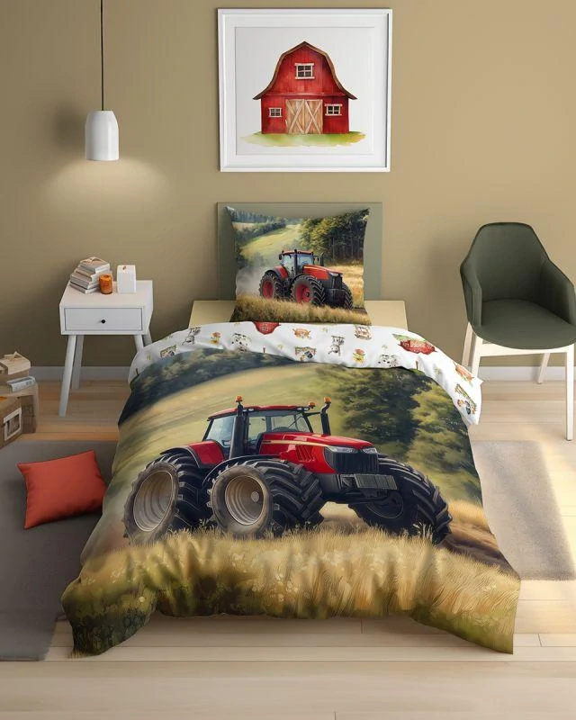 DETEXPOL Povlečení Traktor z hor svítící Bavlna, 140/200, 70/80 cm