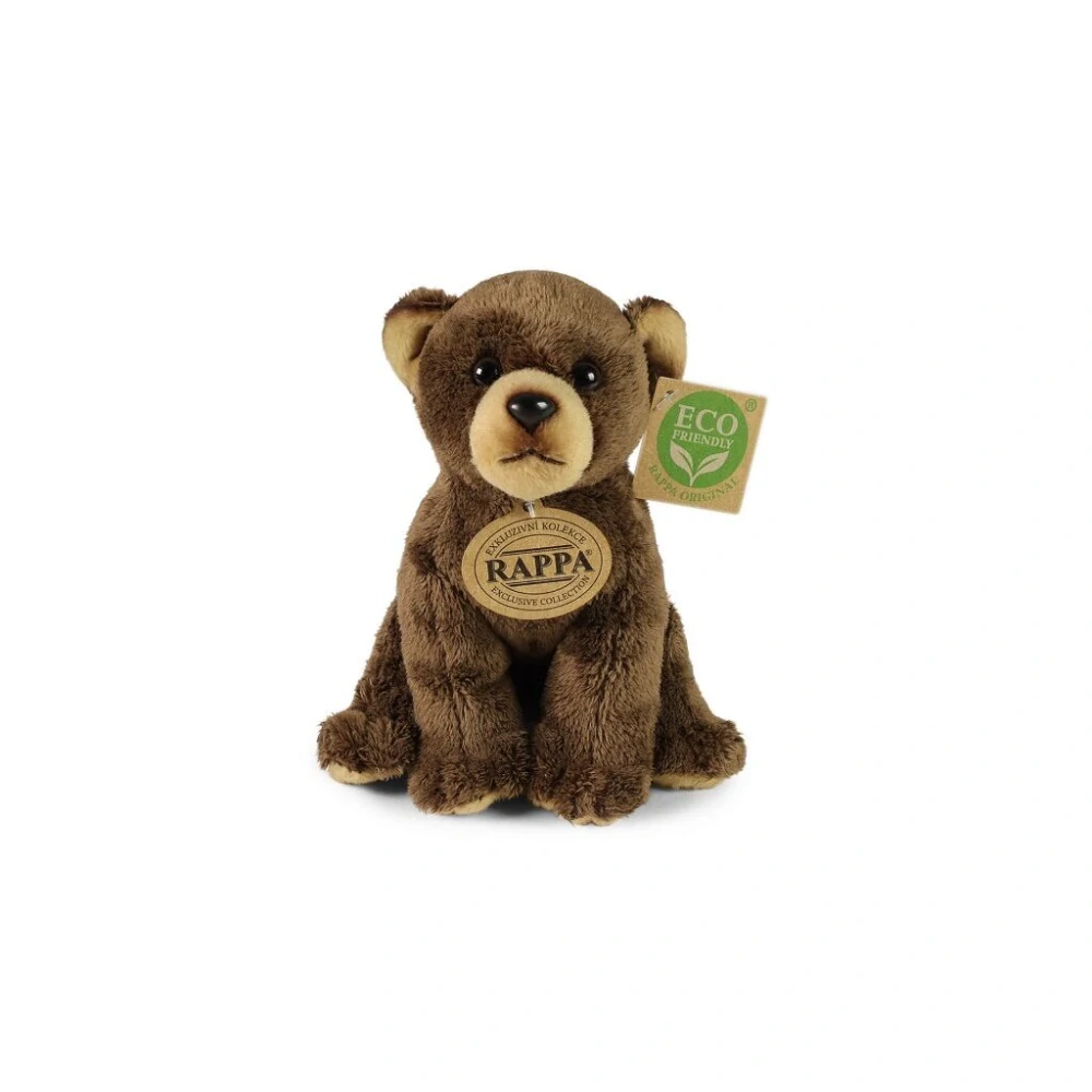 Rappa Plyšový medvěd hnědý sedící 15 cm ECO-FRIENDLY