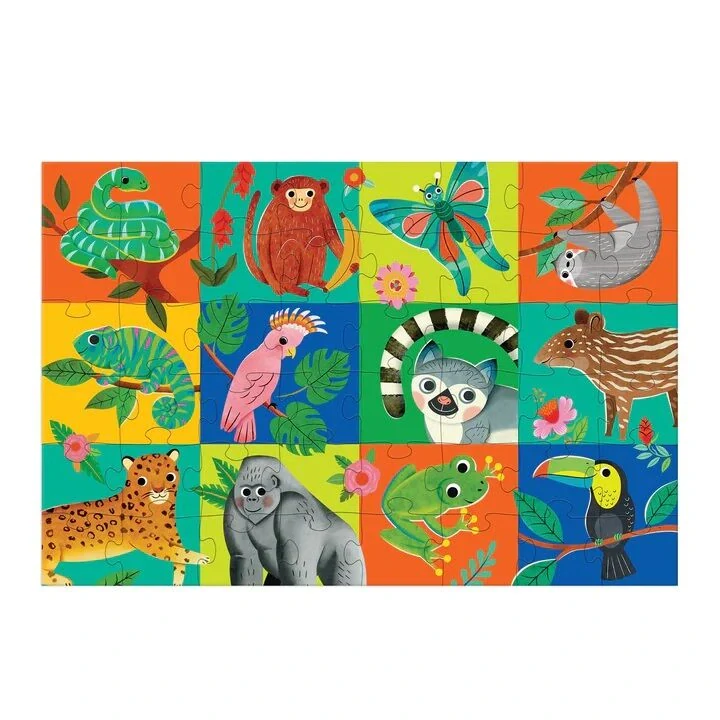 Mudpuppy Velké podlahové puzzle Kamarádi z deštněho pralesa 48 dílků