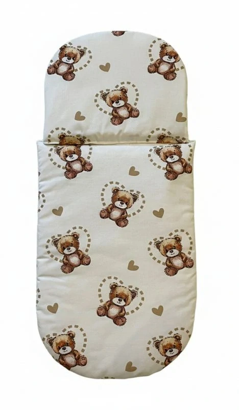 SDS Peřinky do kočárku pro panenky Medvídek v srdci bílá Bavlna, výplň: Polyester, 1x 27x40 cm / 25x20 cm