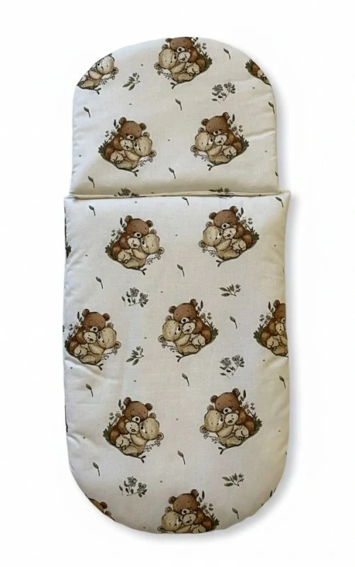 SDS Peřinky do kočárku pro panenky Medvědí rodinka Bavlna, výplň: Polyester, 1x 27x40 cm / 25x20 cm