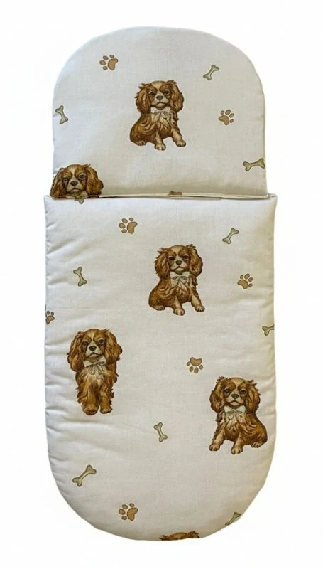 SDS Peřinky do kočárku pro panenky Pejsek kavalír Bavlna, výplň: Polyester, 1x 27x40 cm / 25x20 cm