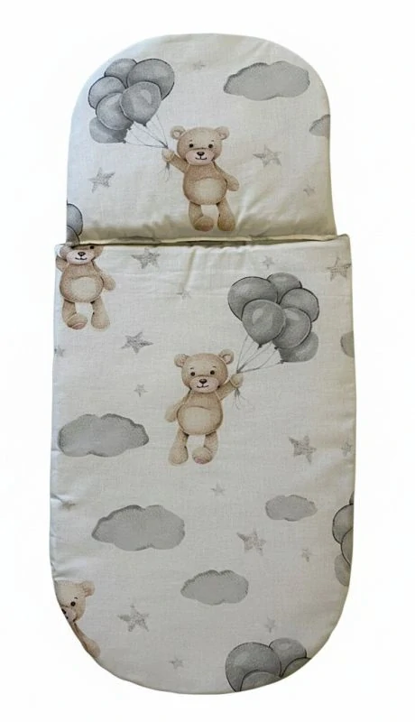 SDS Peřinky do kočárku pro panenky Medvídek balónky Bavlna, výplň: Polyester, 1x 27x40 cm / 25x20 cm