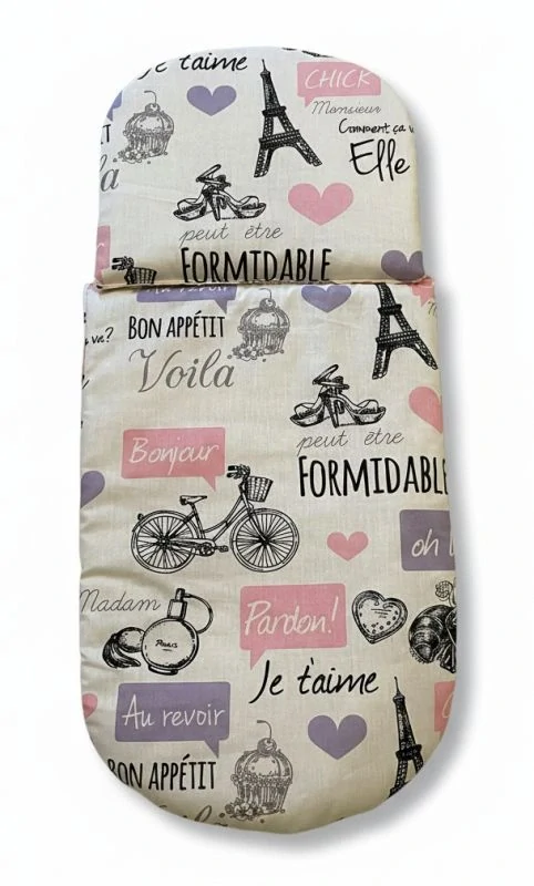 SDS Peřinky do kočárku pro panenky Paříž růžová Bavlna, výplň: Polyester, 1x 27x40 cm / 25x20 cm