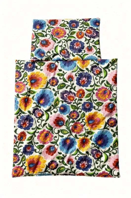 SDS Peřinky do postýlky pro panenky Květy bílá Bavlna, výplň: Polyester, 1x 38x44 cm / 28x20 cm