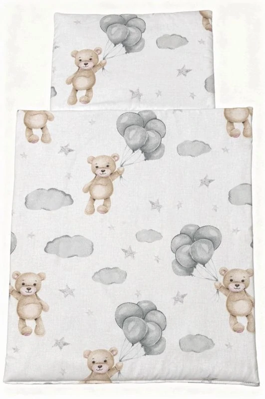 SDS Peřinky do postýlky pro panenky Medvídek balónky Bavlna, výplň: Polyester, 1x 38x44 cm / 28x20 cm