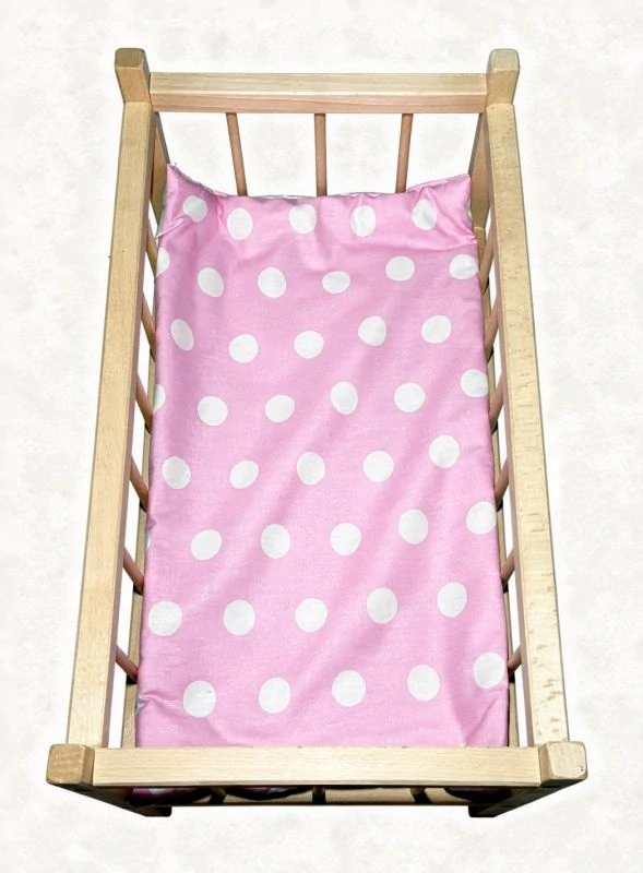 SDS Matrace do postýlky pro panenky Puntíky růžová_Puntíky šedá, Bavlna, výplň: Polyester, 50x28 cm